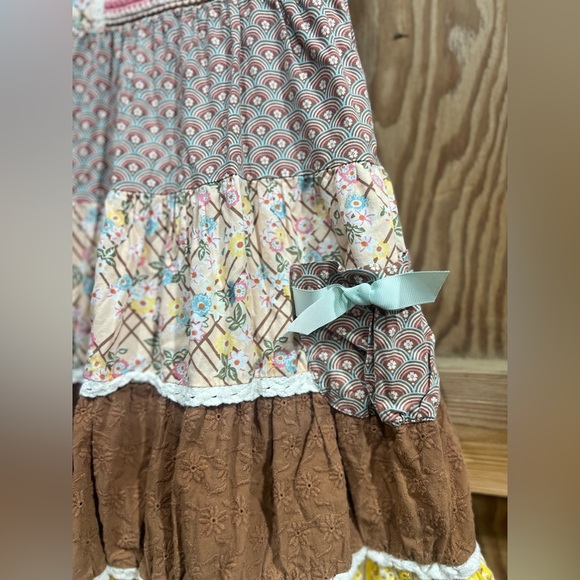 Matilda Jane Arabella Rainbow Print Dress Crochet Accent Ruffles Little Girls 6 - Picture 5 of 9